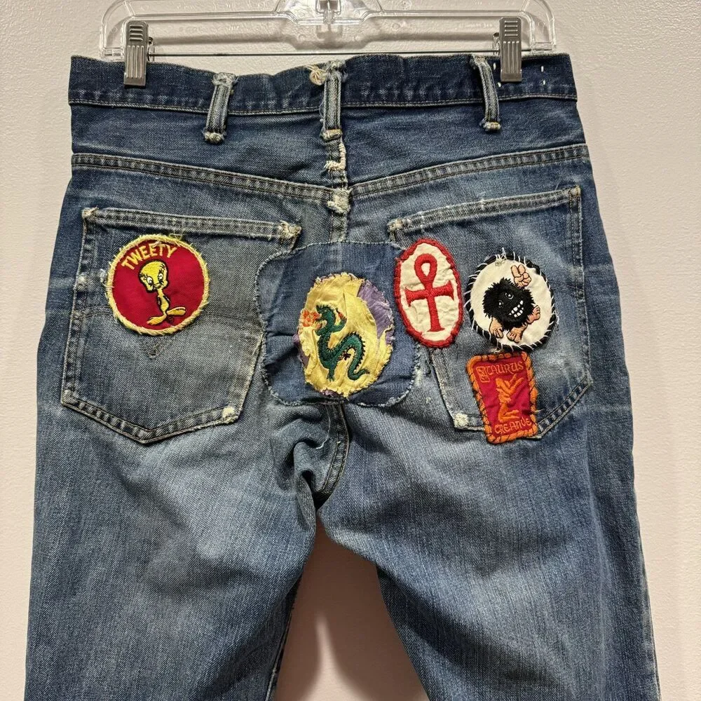 Levi's VTG Jeans 517 Big E Orange Tab Patches Bootcut 1969-1971 Talon Zip 32x34
